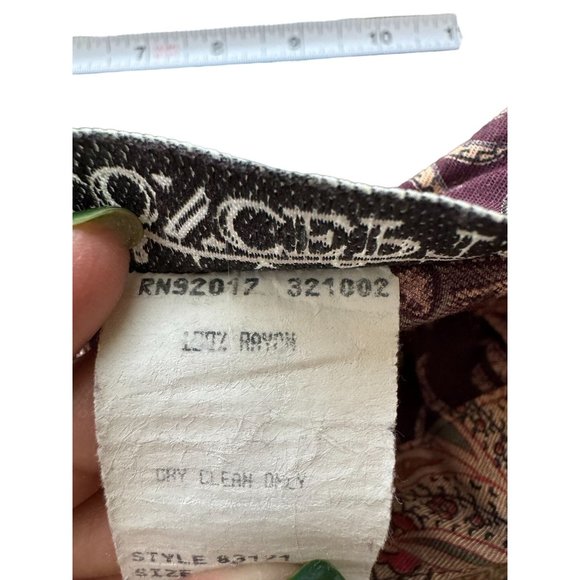 VINTAGE BROWN PAISLEY WRAP MAXI SKIRT SIZE 12 |‎ B2 - Picture 7 of 7